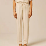 Pantalon droit en viscose effet lin Volgam - Beige Clair - SUN VALLEY FEMME