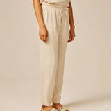 Pantalon droit en viscose effet lin Volgam - Beige Clair - SUN VALLEY FEMME