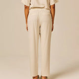 Pantalon droit en viscose effet lin Volgam - Beige Clair - SUN VALLEY FEMME