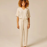 Pantalon droit en viscose effet lin Volgam - Beige Clair - SUN VALLEY FEMME