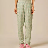 Pantalon droit fluide imprimé Vildj - Vert Sauge - SUN VALLEY FEMME