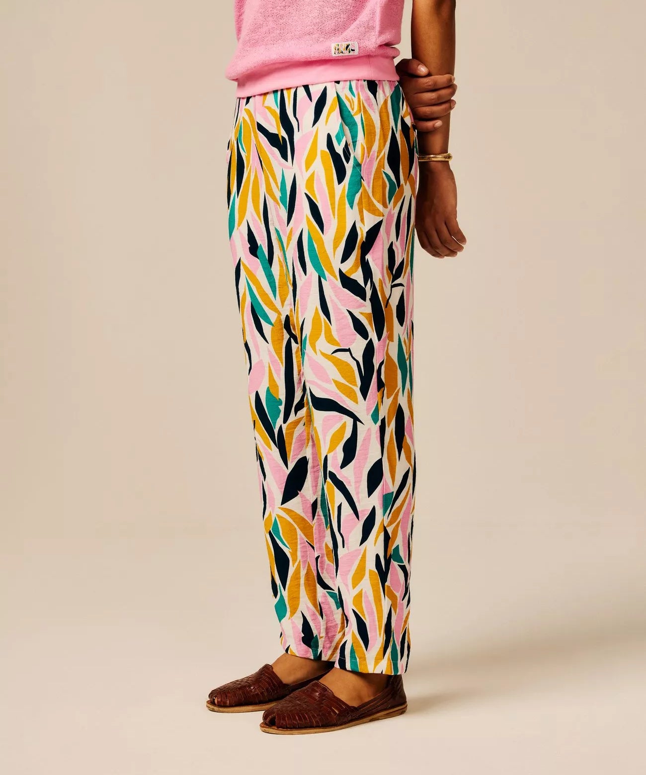 Pantalon fluide imprimé Virgyl - Rose - SUN VALLEY FEMME