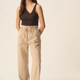 Pantalon fluide paperbag à rayures Valence - Milos - DES PETITS HAUTS