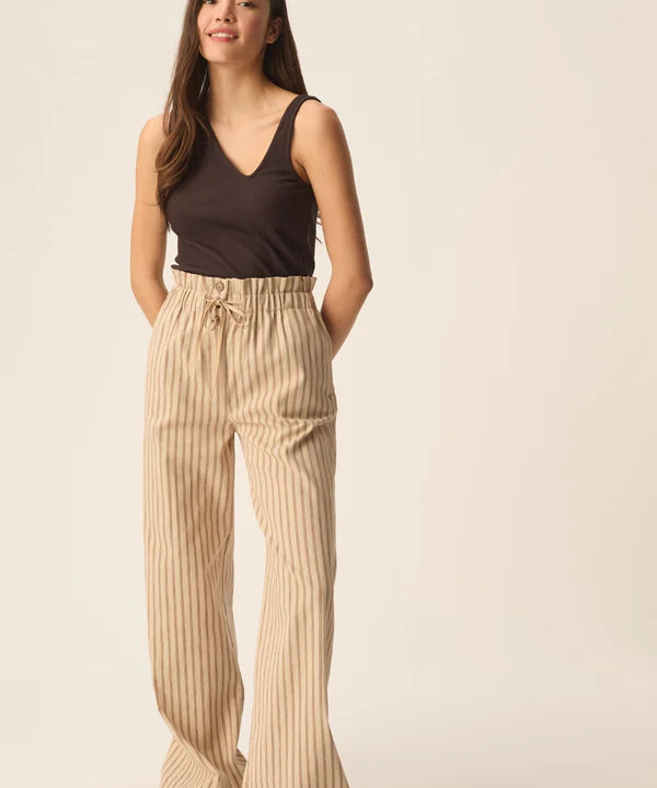 Pantalon fluide paperbag à rayures Valence - Milos - DES PETITS HAUTS