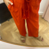 Pantalon hippie chic avec ceinture tressée - Coquelicot - C'EST BEAU LA VIE