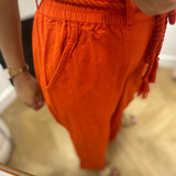 Pantalon hippie chic avec ceinture tressée - Coquelicot - C'EST BEAU LA VIE