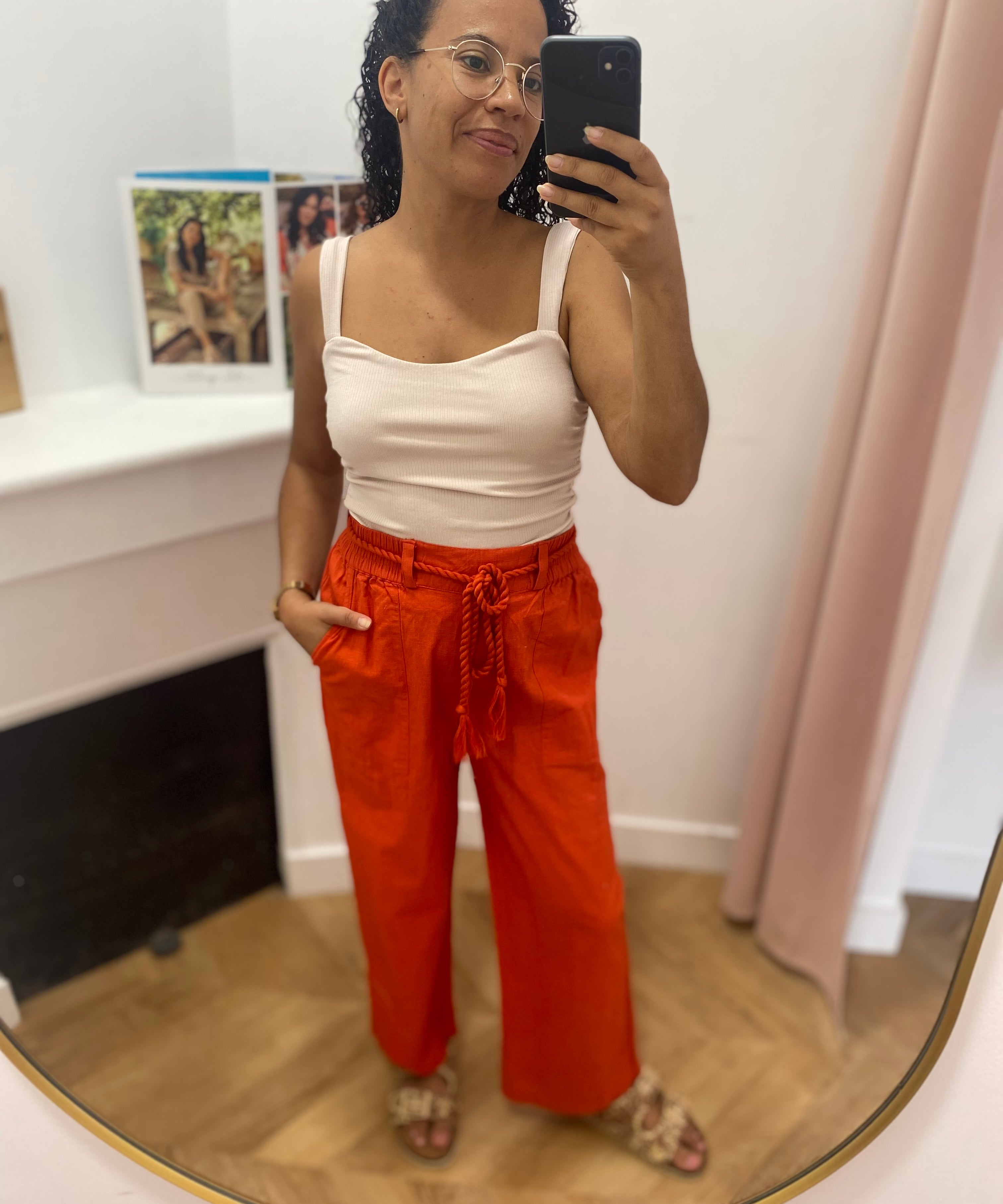 Pantalon hippie chic avec ceinture tressée - Coquelicot - C'EST BEAU LA VIE
