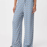 Pantalon large en viscose imprimé fleuri - Bleu grisé - IKKS WOMEN