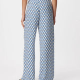 Pantalon large en viscose imprimé fleuri - Bleu grisé - IKKS WOMEN