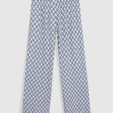 Pantalon large en viscose imprimé fleuri - Bleu grisé - IKKS WOMEN