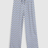 Pantalon large en viscose imprimé fleuri - Bleu grisé - IKKS WOMEN