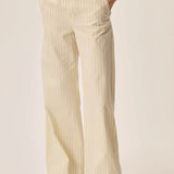 Pantalon large rayé en coton doux Totem - Cocon jaune - DES PETITS HAUTS