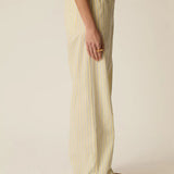 Pantalon large rayé en coton doux Totem - Cocon jaune - DES PETITS HAUTS