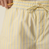 Pantalon large rayé en coton doux Totem - Cocon jaune - DES PETITS HAUTS