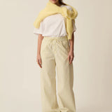 Pantalon large rayé en coton doux Totem - Cocon jaune - DES PETITS HAUTS