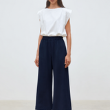Pantalon large uni Just - Bleu marine - SUNCOO