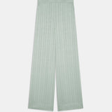 Pantalon palazzo en satin à rayures ajourées Joyce - Vert - SUNCOO
