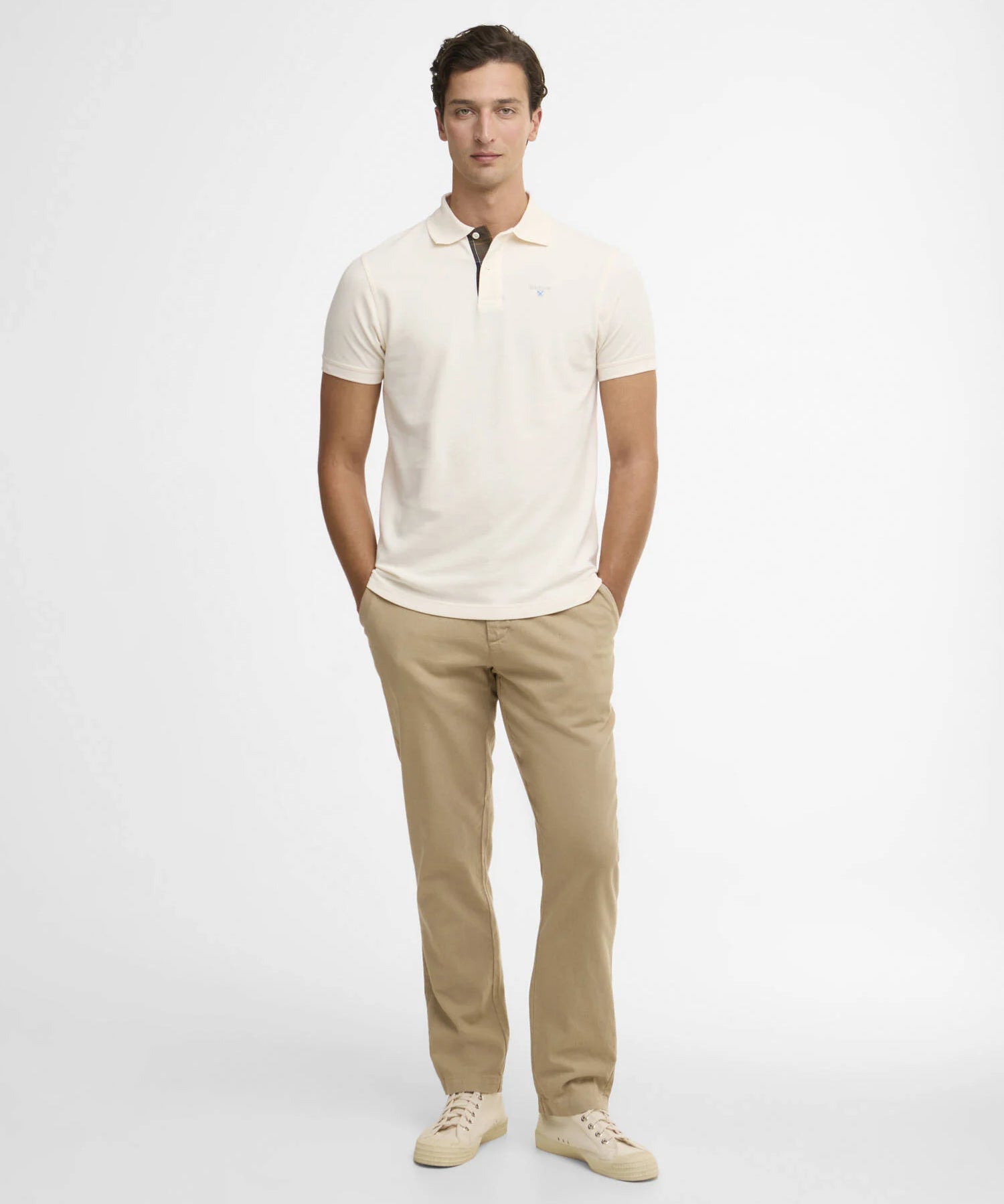 Pantalon tailleur en lin mélangé - Beige - BARBOUR HOMME