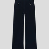 Vue à plat du pantalon bootcut en velours marine CAROLL Pelley