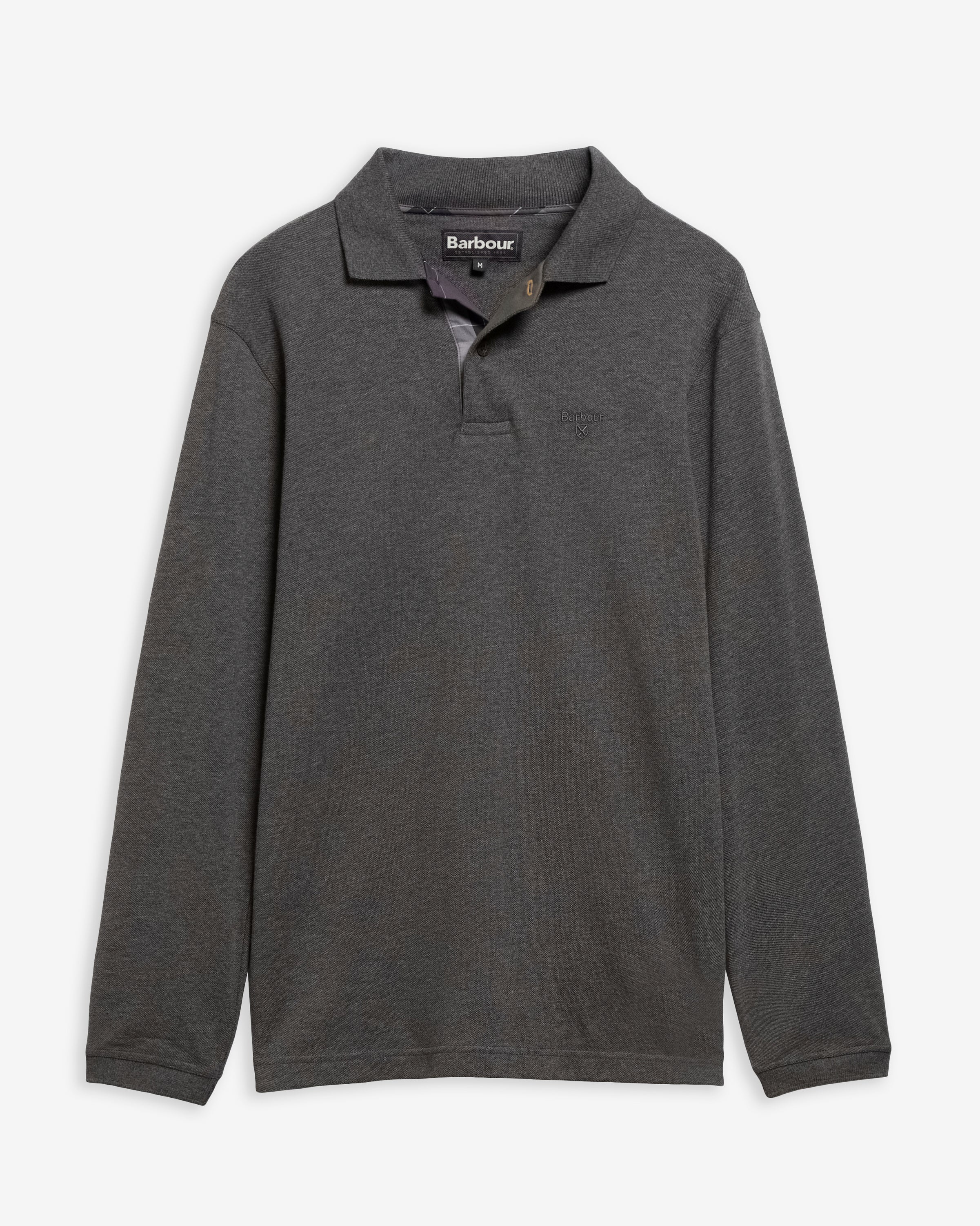 Photo à plat du polo manches longues Essentiel gris ardoise BARBOUR HOMME