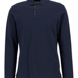 Photo à plat du polo manches longues Essentiel bleu marine Barbour
