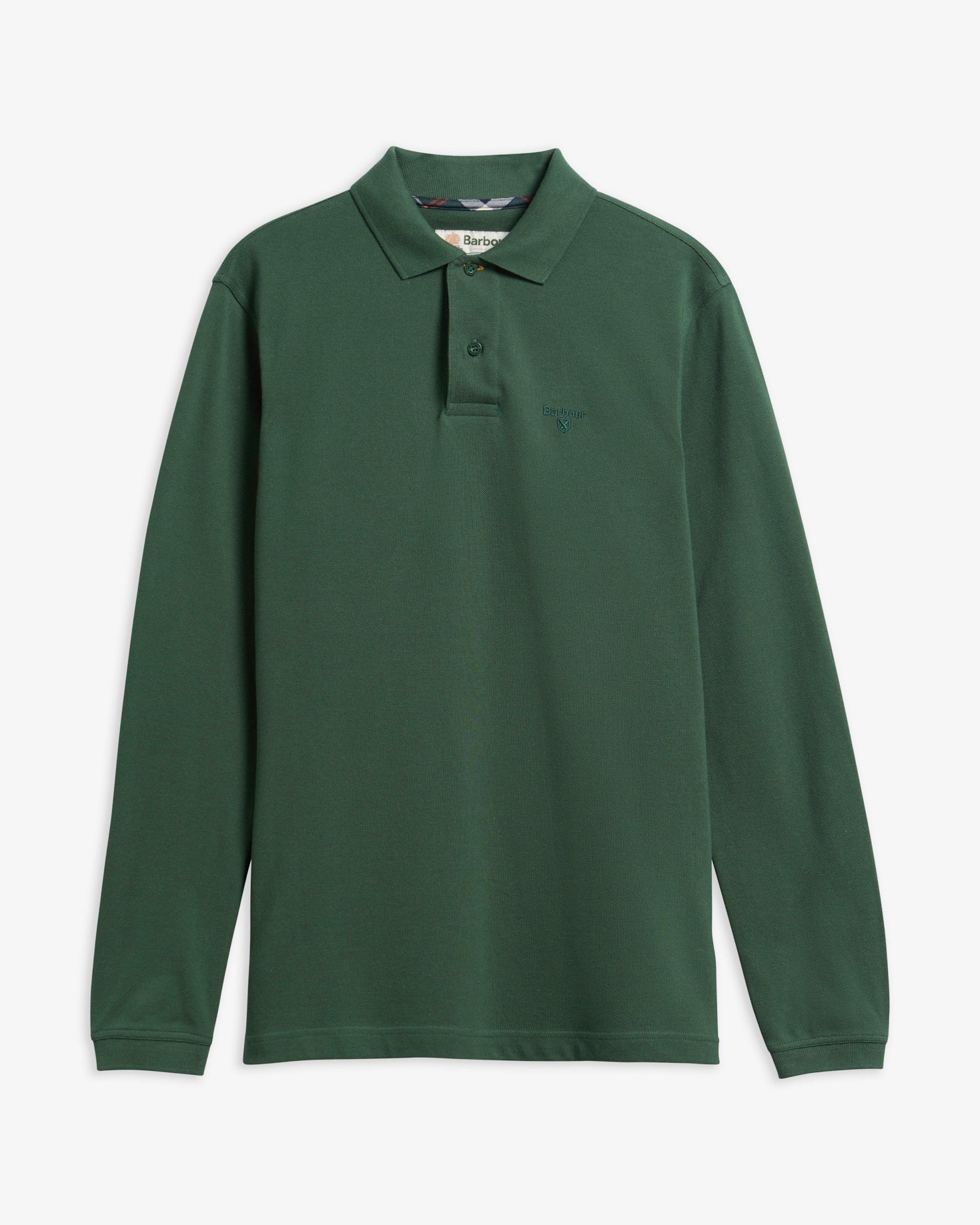 Photo à plat du polo manches longues Essentiel vert foncé BARBOUR HOMME