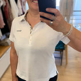 Polo ajusté à détails tartan Portsdown - Blanc hessian - BARBOUR FEMME