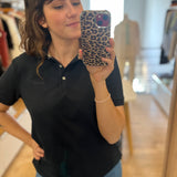 Polo ajusté en coton col tartan Browford - Marine - BARBOUR FEMME