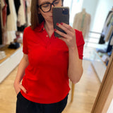 Polo ajusté en coton col tartan Browford - Rouge poppy - BARBOUR FEMME
