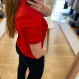 Polo ajusté en coton col tartan Browford - Rouge poppy - BARBOUR FEMME