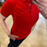 Polo ajusté en coton col tartan Browford - Rouge poppy - BARBOUR FEMME