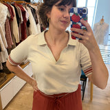 Polo en maille côtelée Planci - Beige clair - SUN VALLEY FEMME