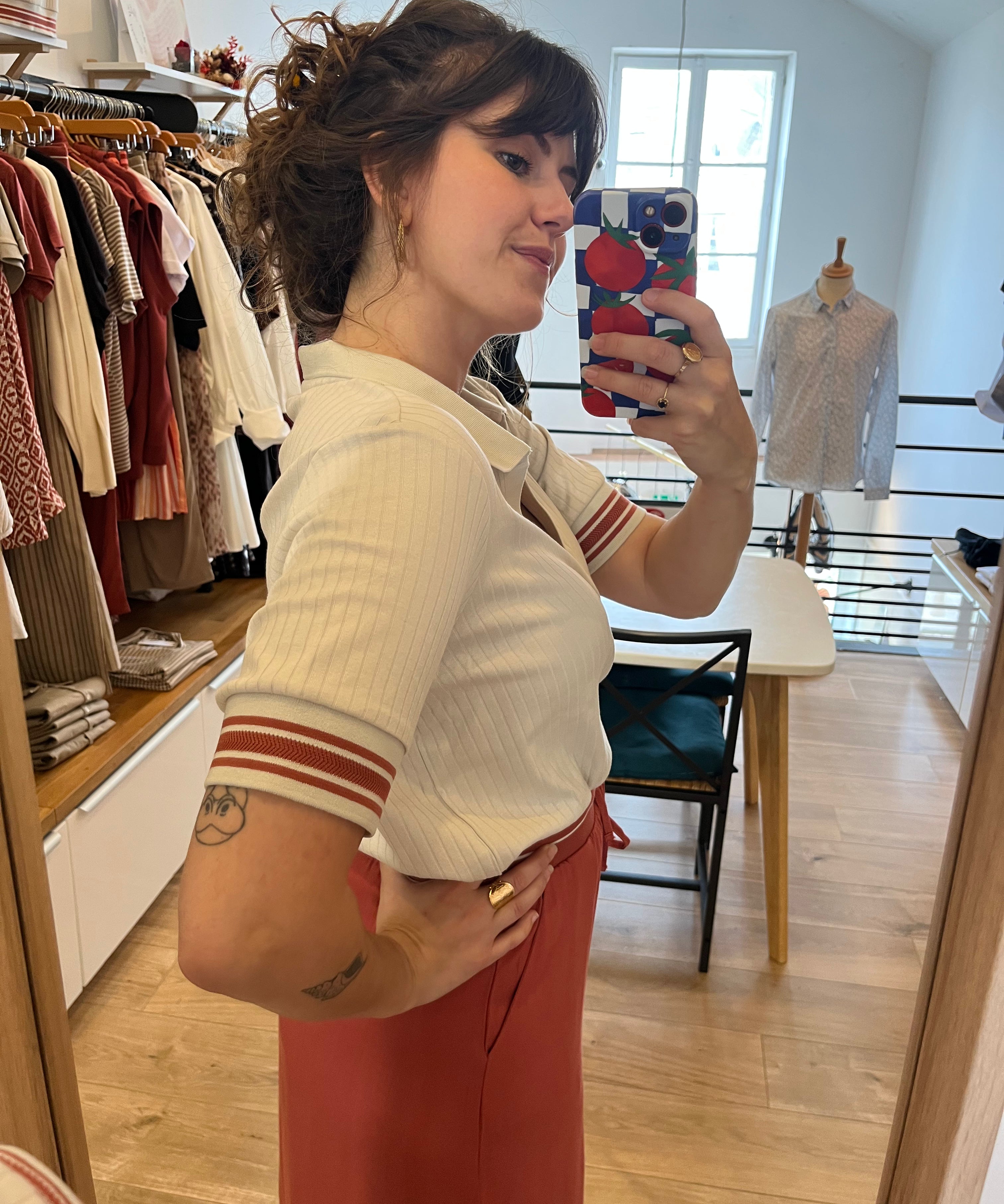 Polo en maille côtelée Planci - Beige clair - SUN VALLEY FEMME