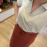 Polo en maille côtelée Planci - Beige clair - SUN VALLEY FEMME