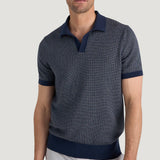 Polo chic en maille à motif jacquard - Marine - PETROL INDUSTRIES HOMME