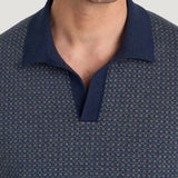 Polo chic en maille à motif jacquard - Marine - PETROL INDUSTRIES HOMME