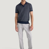 Polo chic en maille à motif jacquard - Marine - PETROL INDUSTRIES HOMME