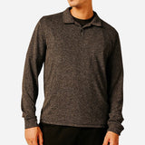 Polo à manches longues gris foncé chiné SUN VALLEY HOMME Brokkis porté de face