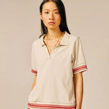 Polo en maille côtelée Planci - Beige clair - SUN VALLEY FEMME