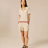 Polo en maille côtelée Planci - Beige clair - SUN VALLEY FEMME