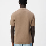 Polo en tricot fin relief à col bord-côtes pour homme M314063 - Taupe – IKKS MEN