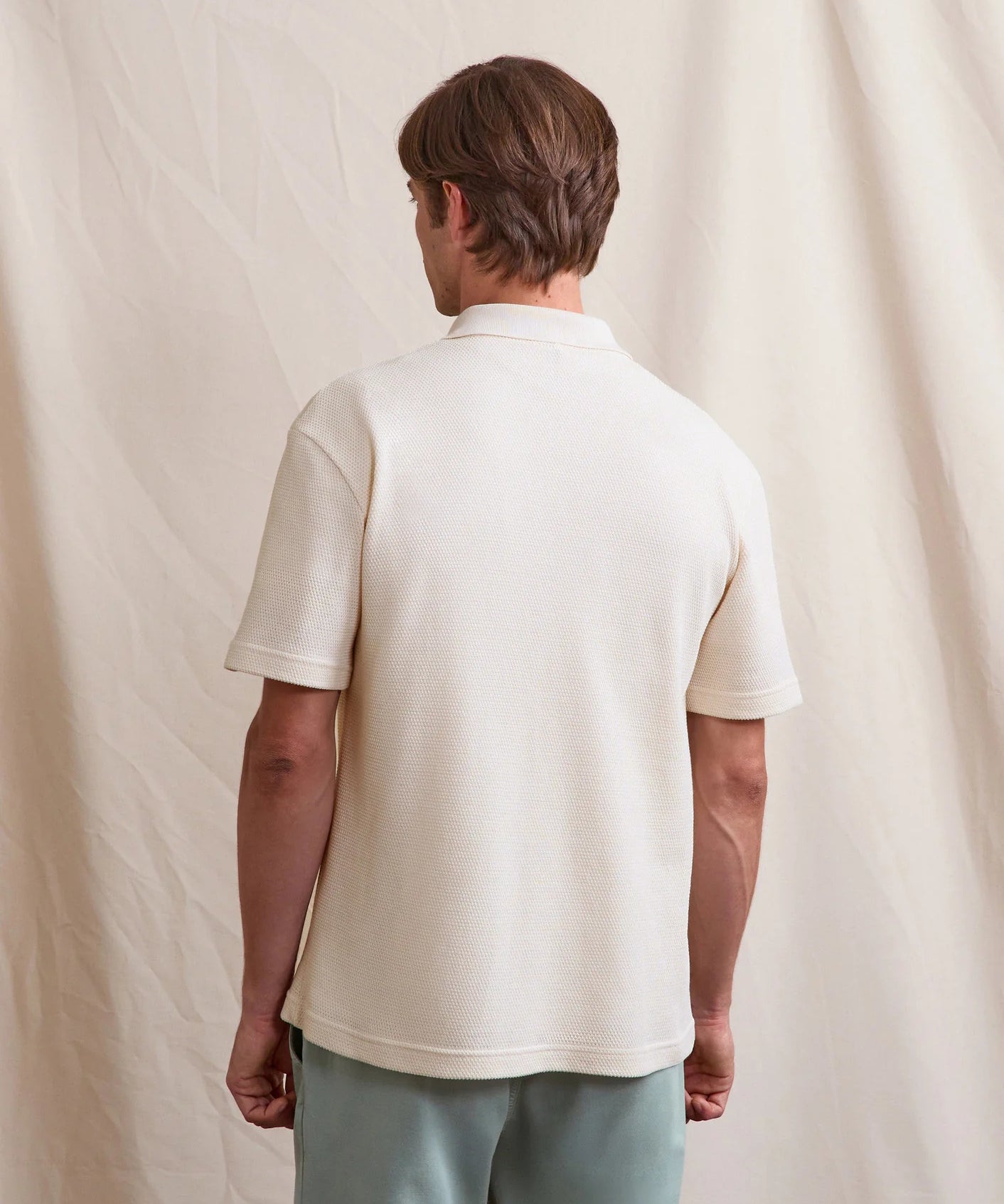 Polo jersey piqué large Montge - Ecru - FAGUO HOMME