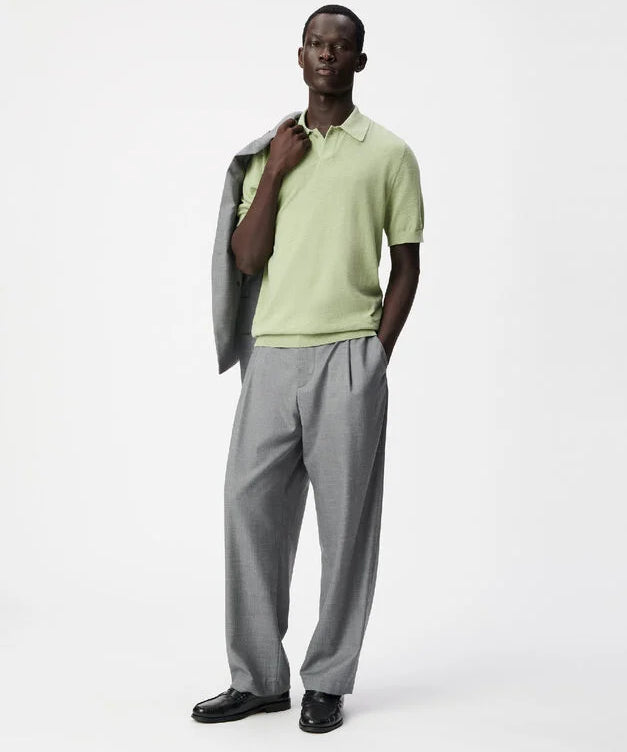 Polo manches courte en maille pour homme M314123 - Vert smoke - IKKS MEN