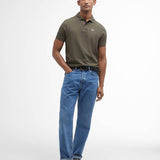 Polo piqué détails tartan - Vert olive - BARBOUR HOMME