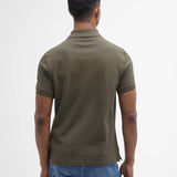 Polo piqué détails tartan - Vert olive - BARBOUR HOMME