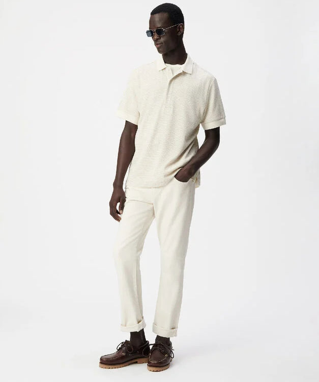 Polo tricoté à fines rayures pour homme M314083 - Naturel - IKKS MEN