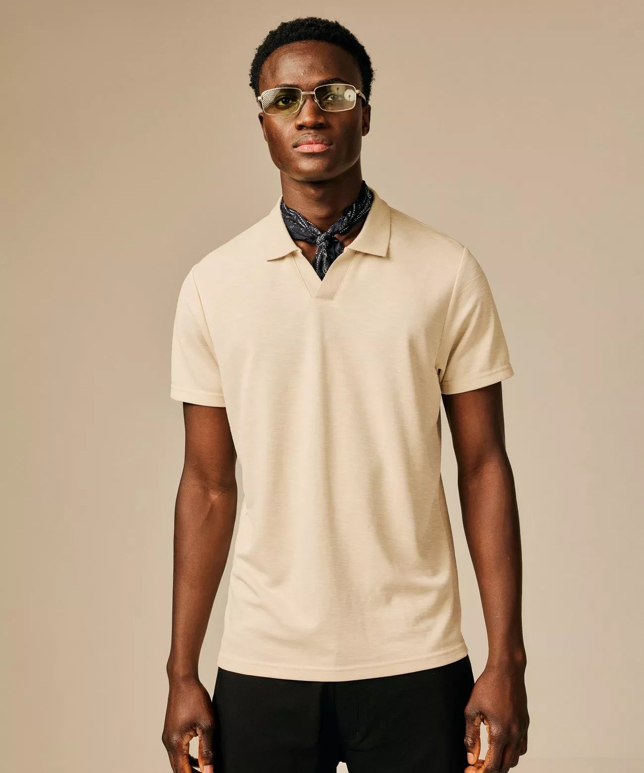 Polo uni en coton à col tunisien Bonney - SUN VALLEY HOMME