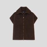 Vue à plat du pull sans manches zippé CAROLL Mitch couleur ganache