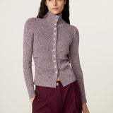 Plan moyen du pull ajusté Tilda en maille chinée violette FABIENNE CHAPOT