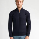 Pull col montant zippé bleu marine Wheel PETROL INDUSTRIES présenté de face